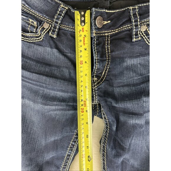 Silver Tuesday Women's Mid Boot Dark Wash Blue Jeans Tag Sz 32w/31L Low Rise - Picture 5 of 10
